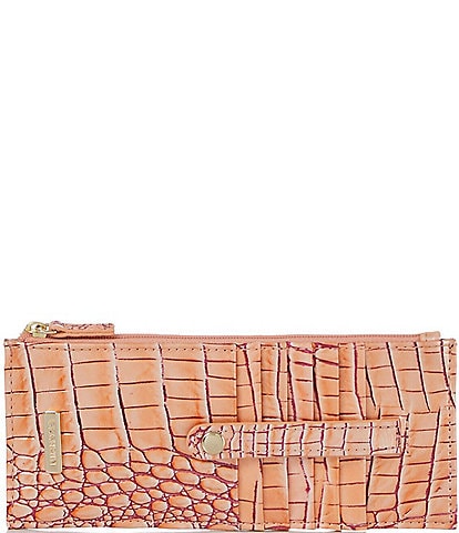 BRAHMIN Melbourne Collection Apricot Rose Leather Credit Card Wallet