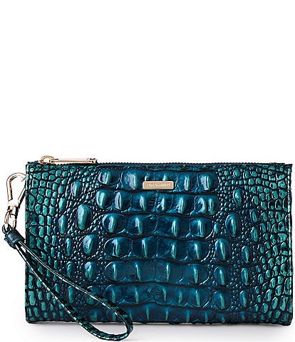 BRAHMIN Melbourne Collection Blue Patina Daisy Wristlet