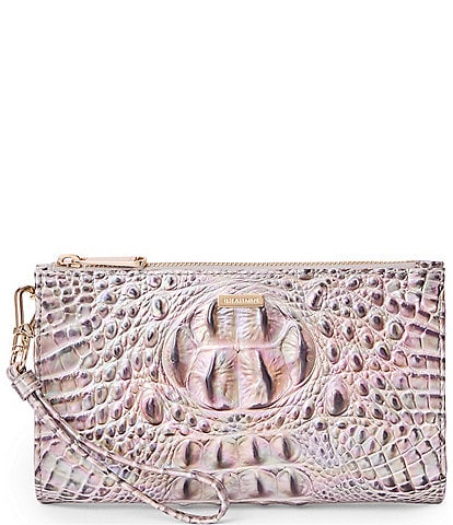 BRAHMIN Melbourne Collection Crocodile-Embossed Daisy Wristlet