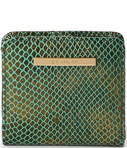 BRAHMIN Melbourne Collection Dark Green Valley Jane Mini Wallet