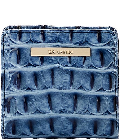 BRAHMIN Melbourne Collection Blue Serenade Jane Mini Bifold Snap Wallet