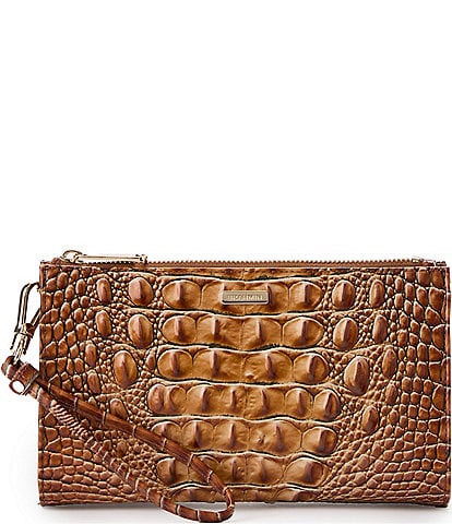 BRAHMIN Melbourne Collection Luggage Brown Daisy Zip Top Wristlet