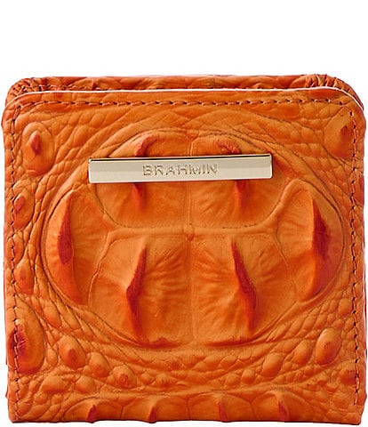 BRAHMIN Melbourne Collection Mandarin Orange Jane Mini Bifold Snap Wallet
