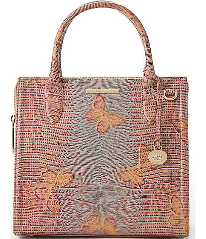 BRAHMIN Melbourne Collection Mandarin Orange Small Caroline Satchel Bag