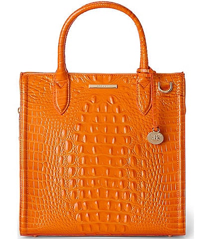 BRAHMIN Melbourne Collection Mango Orange Caroline Satchel Bag