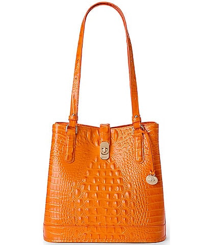 BRAHMIN Melbourne Collection Mango Orange Fiora Bucket Bag