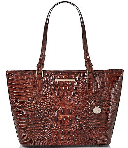 BRAHMIN Melbourne Collection Leather Crocodile-Embossed Medium Asher Tote Bag