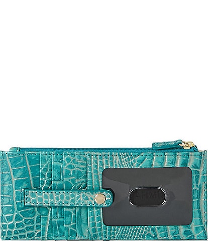 BRAHMIN Melbourne Collection Mermaid Green Leather Credit Card Wallet