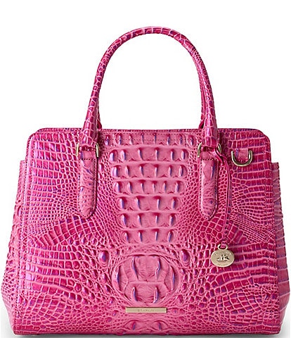 BRAHMIN Melbourne Collection Phlox Pink Small Finley Satchel Bag