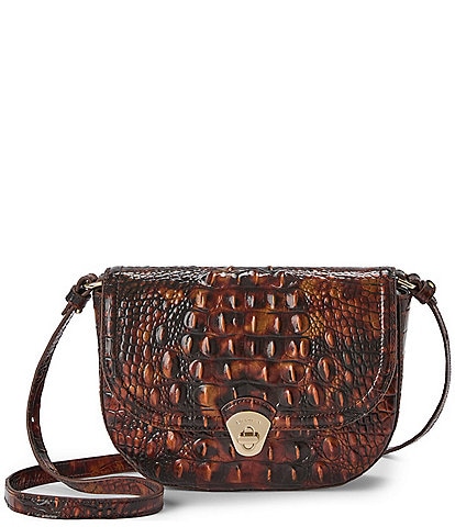 BRAHMIN Melbourne Collection Portia Tortoise Shell Flap Turnlock Crossbody Bag