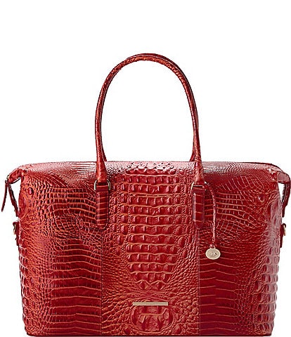 BRAHMIN Melbourne Collection Radiant Red Duxbury Leather Weekender Bag