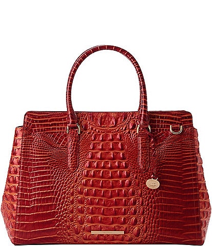BRAHMIN Melbourne Collection Radiant Red Finley Leather Carryall Satchel Tote Bag