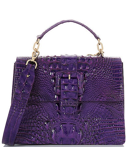 BRAHMIN Melbourne Collection Royal Purple Hallie Satchel Bag