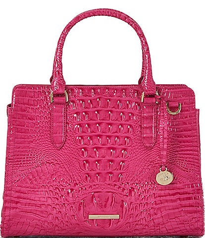 BRAHMIN Melbourne Collection Paradise Pink Small Finley Carryall Satchel Bag