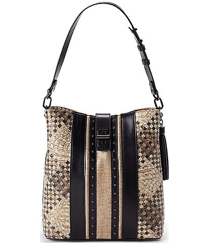 BRAHMIN Melbourne Collection Taupe Fields Celina Bucket Shoulder Bag