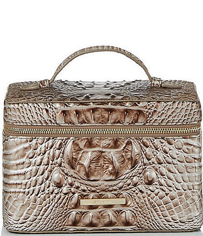 BRAHMIN Melbourne Collection the Charmaine Silver Lining Metallic Travel Makeup Bag