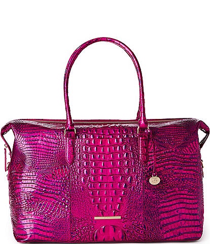 BRAHMIN Melbourne Collection Voltage Violet Duxbury Leather Weekender Bag