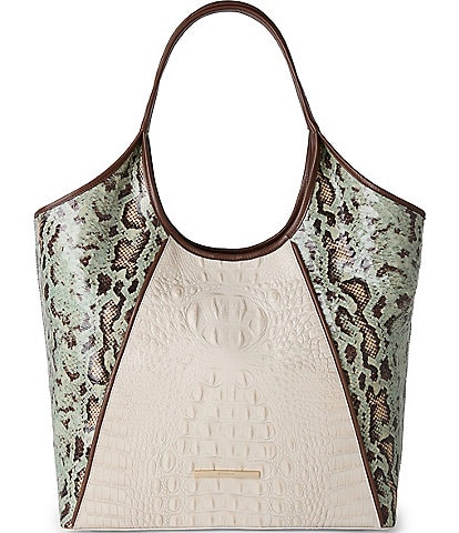 BRAHMIN Multi Genoa Collection Snake Embossed Iona Oversized Tote Bag