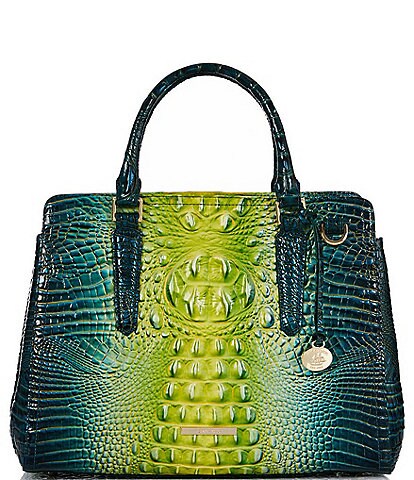 BRAHMIN Ombre Melbourne Collection Small Finley Zesty Green Leather Satchel Bag
