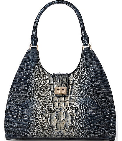 BRAHMIN Ombre Melbourne Collection Twilight Blue Large Adrian Satchel Bag