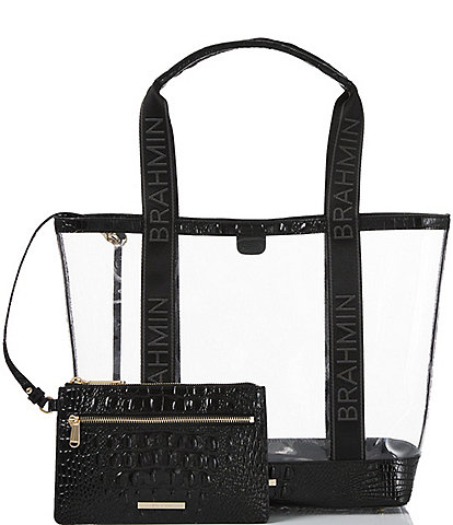 BRAHMIN Seagate Collection Black Brooke Clear Tote Bag