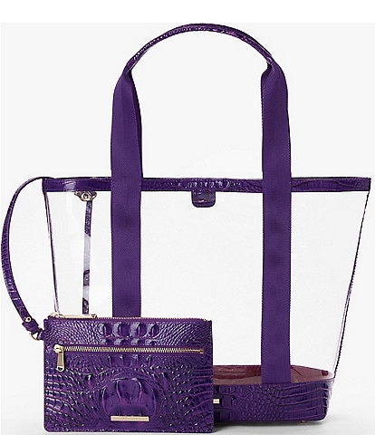 BRAHMIN Seagate Collection Royal Purple Brooke Clear Tote Bag