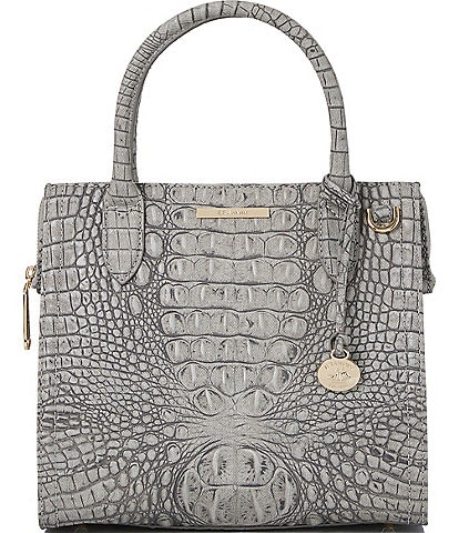 BRAHMIN Tetra Collection Fairest Grey Small Caroline Satchel Bag