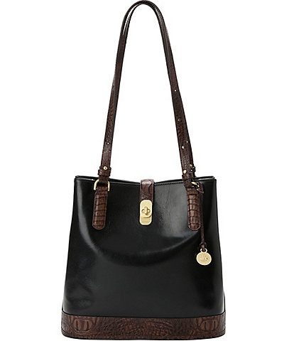 BRAHMIN Tuscan Collection Black Fiora Bucket Bag