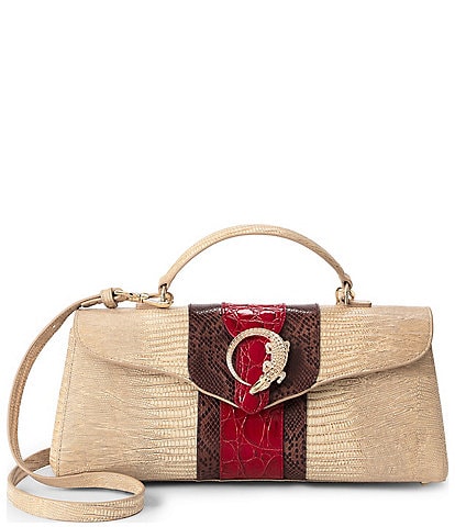 BRAHMIN Westlake Collection Dayan Sculptural Crocodile Hardware Satchel Bag