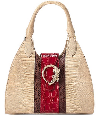BRAHMIN Westlake Collection Adrian Sculptural Crocodile Hardware Satchel Bag