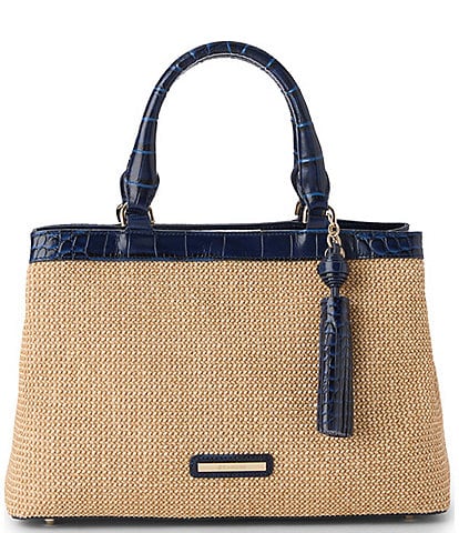 BRAHMIN Windswept Collection Small Denise Raffia Satchel Bag