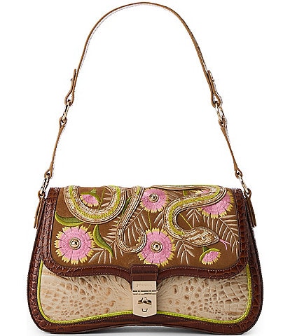 BRAHMIN Yuma Collection Nerida Snake Embroidered Shoulder Bag