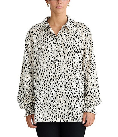 Brave + True Audrey Button Front Long Sleeve Printed Collared Shirt