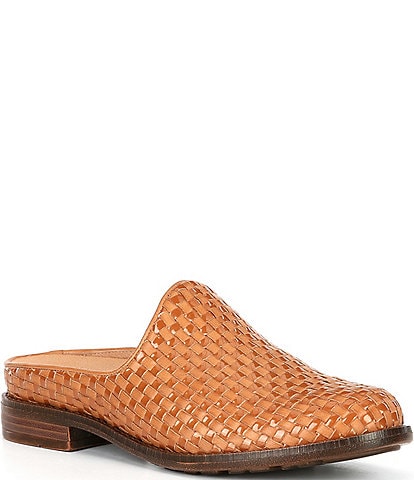 Brioso Fern Leather Woven Mules