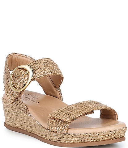 Brioso Huntley Five Soft Raffia Strap Wedge Sandals