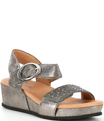 Brioso Huntley Three Metallic Covered Wedge Sandals