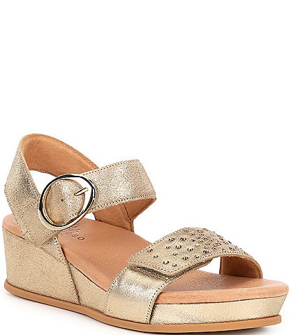 Brioso Huntley Three Metallic Covered Wedge Sandals