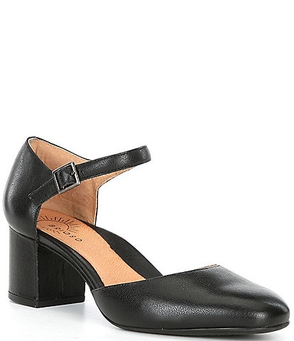 Brioso Jeanne Leather Ankle Strap Pumps