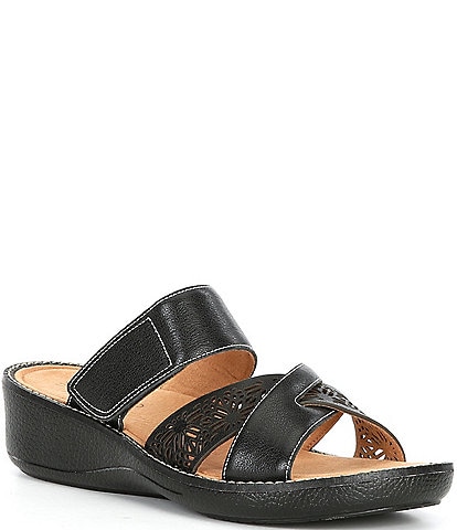 Brioso Jemm Leather Slip-On Wedge Sandals