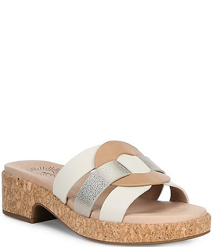 Brioso Meadow Leather Triple Banded Mules