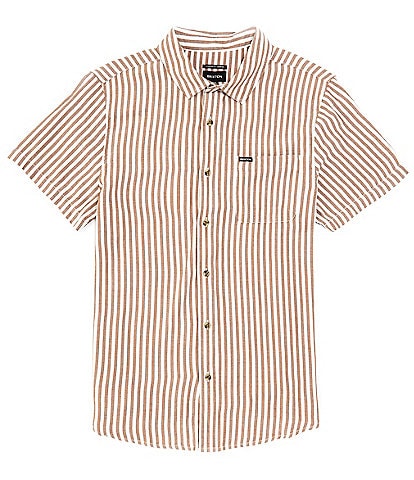 Brixton Charter Stripe Print Short Sleeve Button Down Shirt