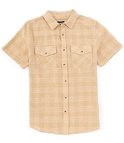 Brixton Memphis Short Sleeve Plaid Linen Blend Western Inspired Shirt
