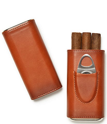 Brouk & Co Ashton 3-Cigar Leather Case with Cutter