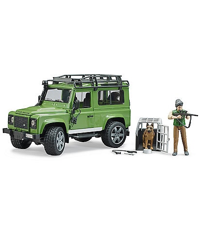 Bruder Land Rover Defender Station Wagon With Forester And Dog