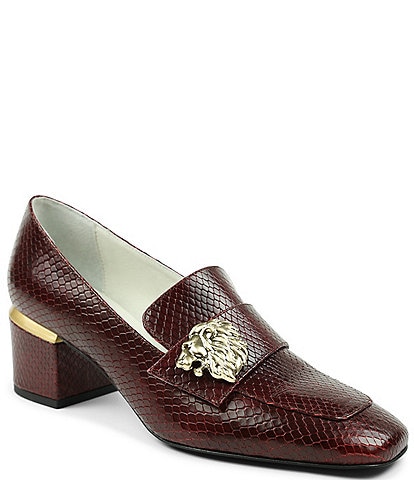 Bruno Magli Clarence Viper Print Leather Loafer Pumps