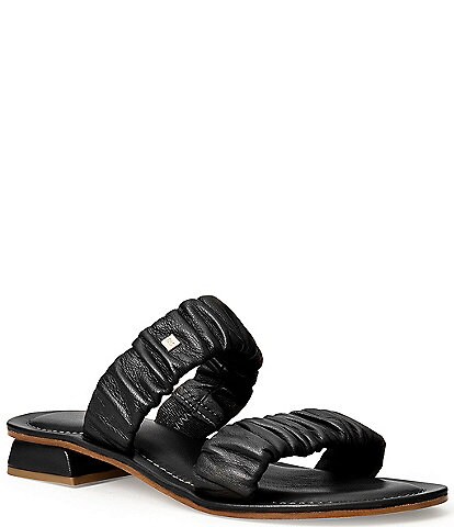 Bruno Magli Isotta Ruched Leather Banded Slide Sandals