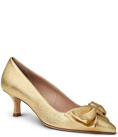 Bruno Magli Nadia Metallic Leather Kitten Heel Bow Pumps