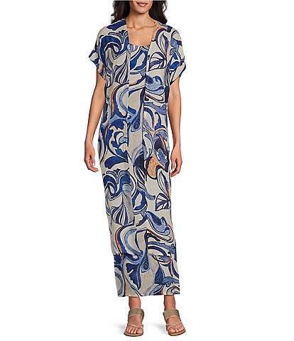 Bryn Walker Anju Printed Open Front Short Sleeve Cardigan