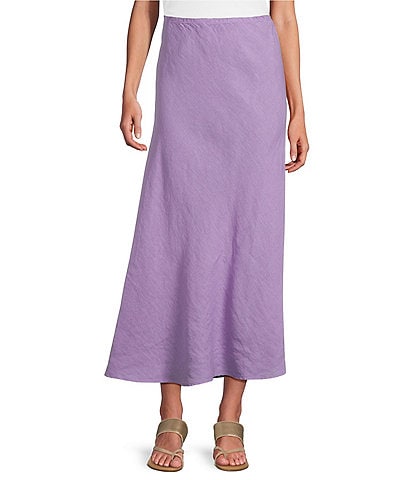 Bryn Walker Bias Light Linen A-Line Pull-On Long Skirt