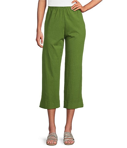 Bryn Walker Cotton Jersey Elastic Waist Straight Leg Crop Pants